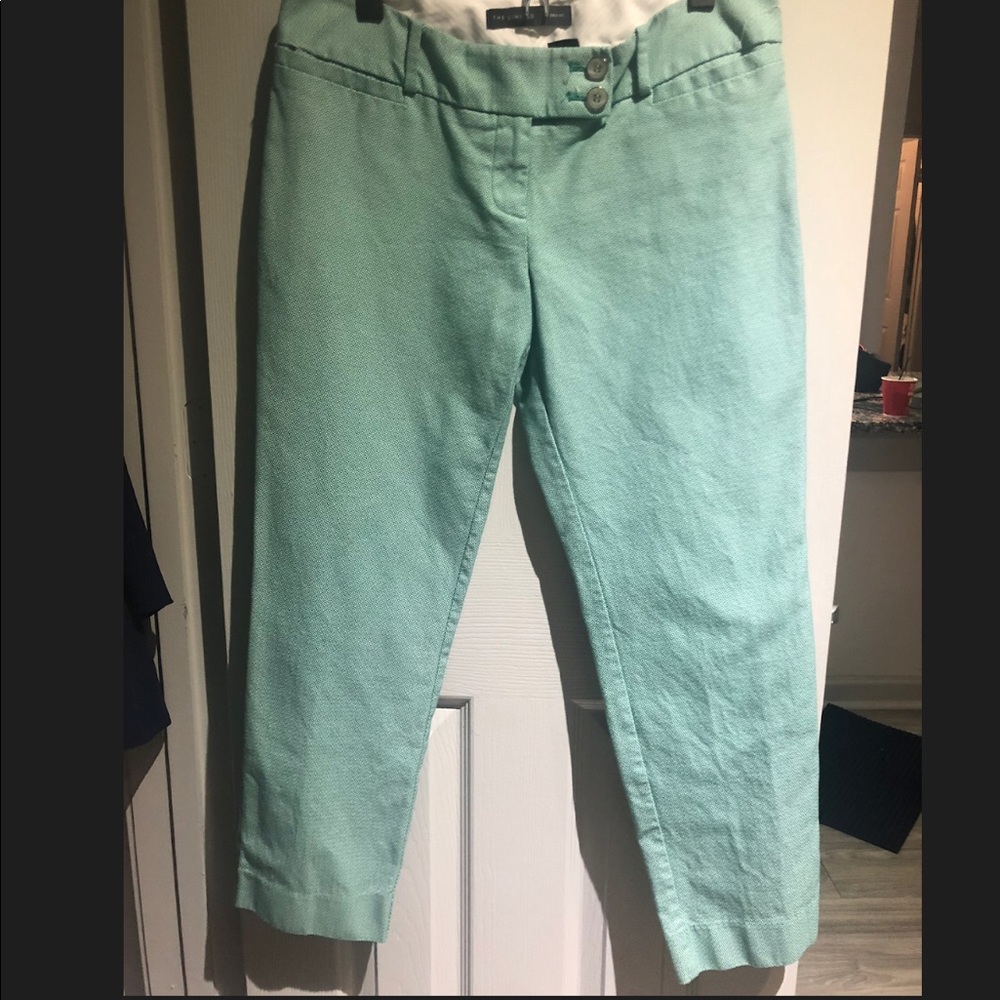 Green and white Capri pants